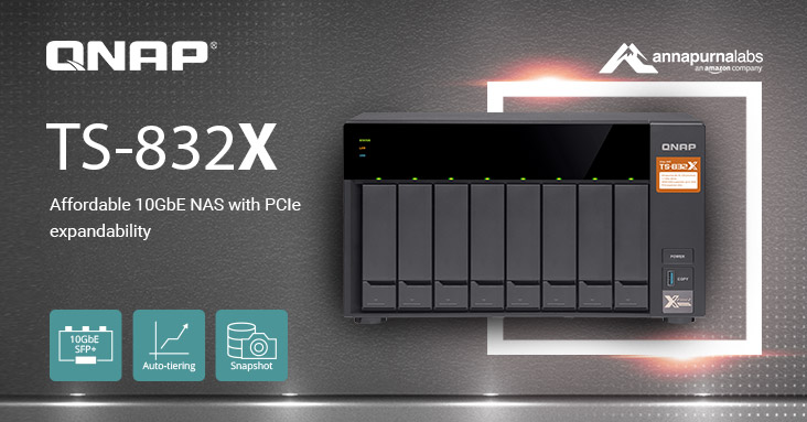 NAS économique à hiérarchisation automatique baptisé TS-832X équipé de deux ports 10GbE SFP + et d'une capacité d'extension PCIe